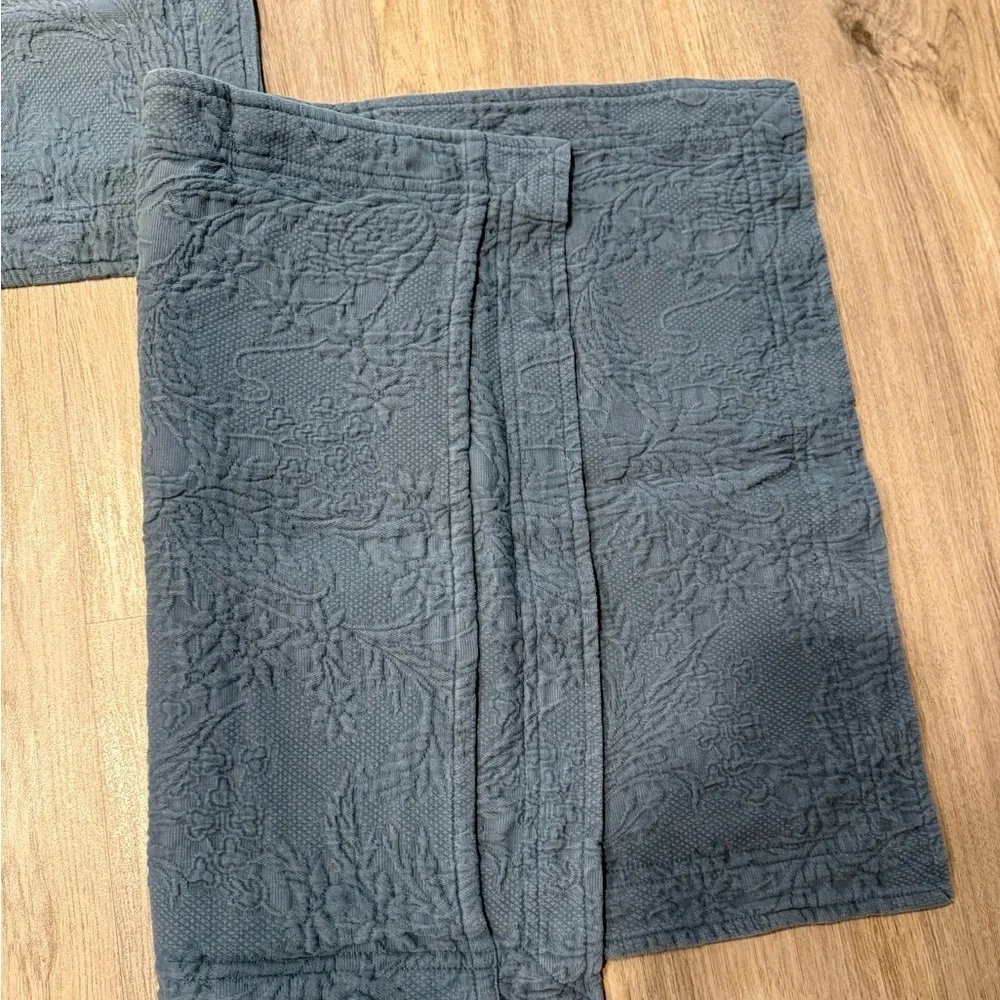 The Company Store Set of 2 Chaplin Blue Matelasse Standard Size Pillow Shams